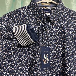 Denim & Flower Men's Navy Floral Patterned Shirt, Size Medium